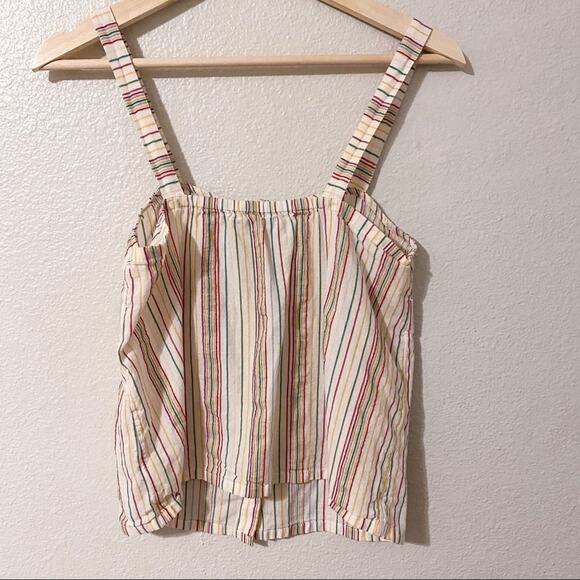 Madewell Button-Front Cami Tank in Textural Rainbow Stripe - Picture 7 of 7